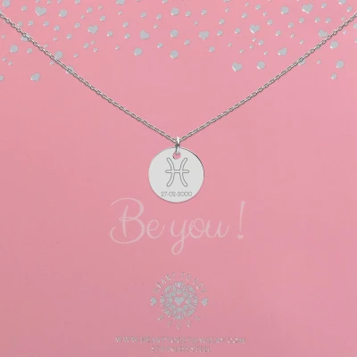 Afbeelding van Heart to Get Zilveren ketting Sterrenbeeld met datum coin 18 mm Gepersonaliseerde zodiac