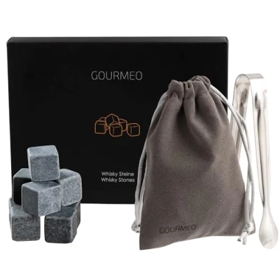 Afbeelding van GOURMEO Whisky stenen van natuurlijk basalt I herbruikbare ijsblokjes, whiskystenen, koelstenen, 9 stuks