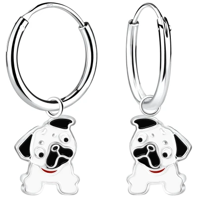 Afbeelding van JoyS Zilveren hond bedel oorbellen oorringen hondje kinderoorbellen sterling zilver 925