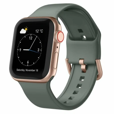 Afbeelding van Apple Watch Soft siliconen bandje met gespsluiting Olijfgroen Geschikt voor 38mm / 40mm 41mm