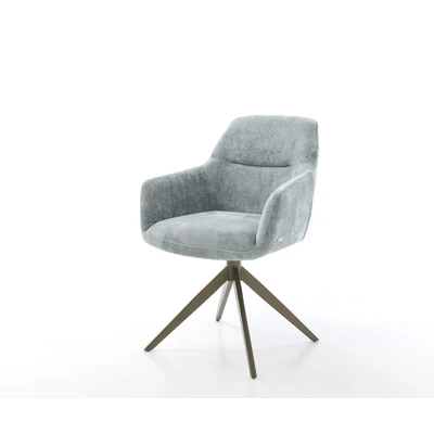Afbeelding van DELIFE Draaistoel Pejo Flex chenille pastelblauw kruisframe breed afwerking met titanium 360 draaibaar pocketveer kern