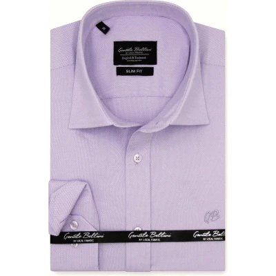 Afbeelding van Heren Overhemden Lange Mouw Slim Fit Overhemd Blanco Business voor Mannen Paars