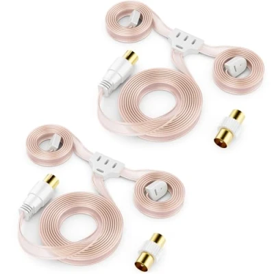 Afbeelding van deleyCON 2 Stuks FM AM VHF Radio Antenne Dipool Werpantenne Kamerantenne 75 Ohm Coax Aansluiting HiFi Ontvanger Stereo Installatie Tuner