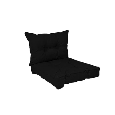 Afbeelding van POKAR Loungekussen, stoelkussen voor stoel, rotanmeubels, tuinmeubelen, kussens, set van 2 zitkussens 60 x 10 cm + rugleuning 40 cm, zwart