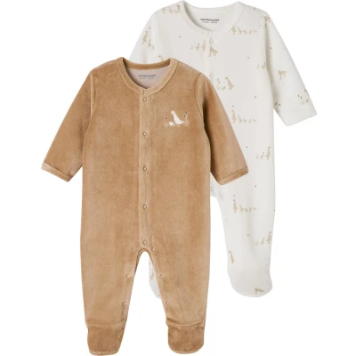 Afbeelding van Vertbaudet Set van 2 fluwelen babyslaappakjes met opening voor