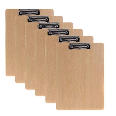 Afbeelding van TUKA i AKUT [6x] A4 Klembord Extra Dik 4mm Hard Schrijfbord, met Platte Rubberen Metalen Klem en Ophangbeugel, Schrijfbordhouder Documenthouder, Kwaliteits Houtvezelplaat, Afgeronde Hoeken, TKD8009