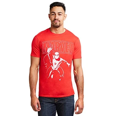 Afbeelding van Marvel Heren Spiderman Logo Swing T shirt, Rood (Kersenrood Rood), XL
