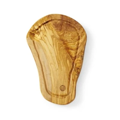 Afbeelding van HENDI Tapasplank, serveerplank, gemaakt van olijfhout, houten plank, ontbijtplank, steakplank, kaasplank, keukenplank, snijplank, met groef, ca. 300x210x(H)18mm