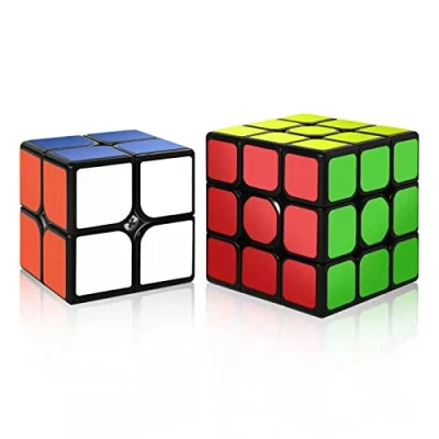 Afbeelding van ROXENDA Magic Cube, Speed dobbelstenen set met 2 x 3X3 Cube Original, Speedcube obleitun (klassieke stickers)