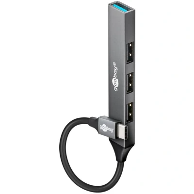 Afbeelding van Goobay Slank (USB C, 4 Havens), Docking station + USB hub, Grijs