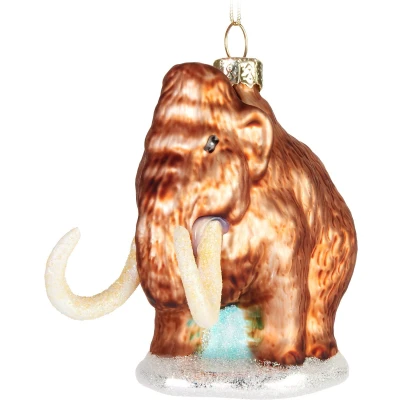 Afbeelding van BRUBAKER Handgeschilderde Glazen Kerstbal Grappig Motief Handgeblazen Kerstboom Decoratie Figurines Grappige Deco Hanger Boombal Kerst Mammoet