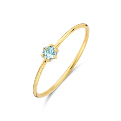 Afbeelding van 14K geelgoud ring met geboortesteen aquamarijn maart 4027638 16.50