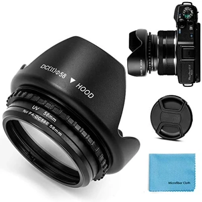 Afbeelding van Fotover 58mm Metalen filter Adapter Ring met UV voor Canon PowerShot G1X Mark II Digitale Camera vervanging FA DC58E adapter+Tulp Bloem Lens Hood