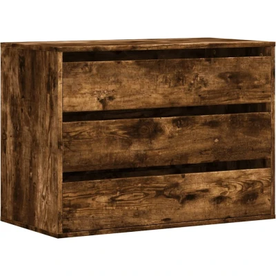 Afbeelding van Ladekast 80x41x58 cm bewerkt hout gerookt eikenkleurig