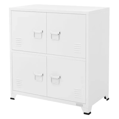 Afbeelding van ML Design archiefkast, 75x40x80,5 cm, wit, gemaakt van staal, vrijstaande kantoorkast 4 poten, metalen locker deuren, 2 binnenvakken, industrieel, opbergkast stalen kast