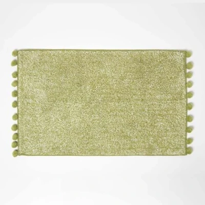 Afbeelding van Homescapes badmat groen gemêleerd met pompons, 50 x 80 cm katoenen getufte