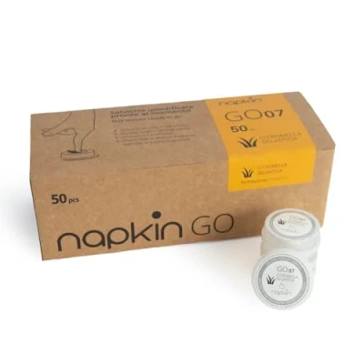 Afbeelding van Napkin Go 07 Citronella vochtige doekjes in capsule, hypoallergeen, verpakking van 50 stuks