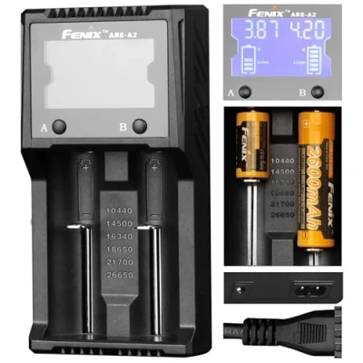 Afbeelding van Fenix Are A2 2 weg oplader, digitaal, meerdere batterijen, 10440, 14500, 16340, 18650, 21700, 26650, AA, AAA extern, volwassenen, uniseks, meerkleurig (meerkleurig), eenheidsmaat