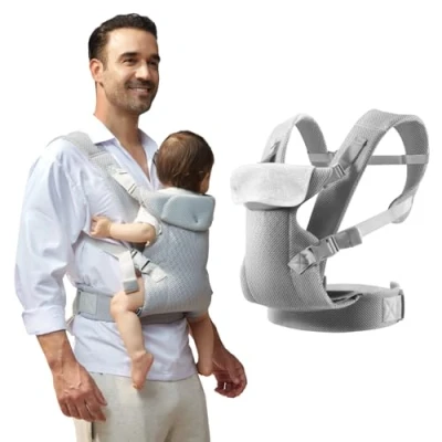Afbeelding van IULONEE Babydraagzak van Pasgeboren Verstelbare peuter Draagzak Wrap Ergonomische voor Zuigelingen Baby Carrier Front Back Carry 3 36 Maanden (Lichtgrijs)