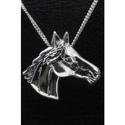 Afbeelding van Zilveren Paardenhoofd ketting hanger groot