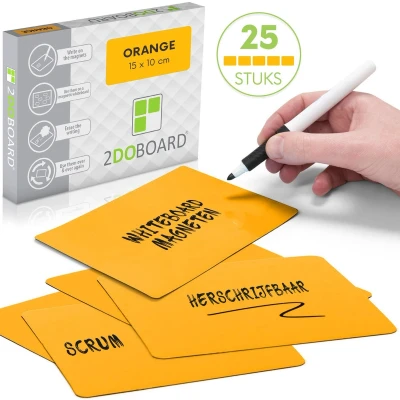 Afbeelding van 2DOBOARD Scrum whiteboard Magneten 15 x 10 cm 25 stuks Oranje