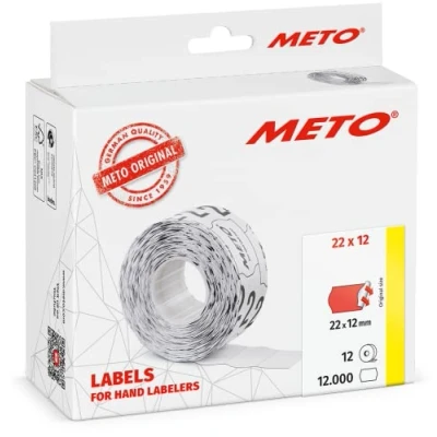 Afbeelding van METO etiketten voor etiketteerapparaten (22x12 mm, 1 regelig, 12000 stuks, permanent hechtend, METO, Contact, Sato, Avery, Tovel, Samark, etc.), 12 rollen, fluor rood
