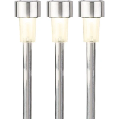 Afbeelding van 5x Buitenlampen/tuinlampen 36 cm Rvs zilver op steker warm wit Prikspotjes