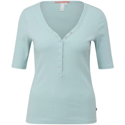Afbeelding van QS MIT Struktur Tshirt basic, Dames, Maat: XS, Helles türkis