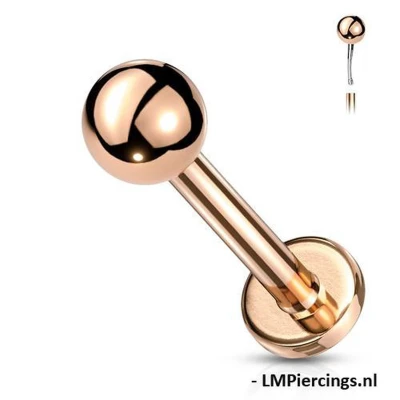 Afbeelding van Piercing rond rose gold plated 1.2x8