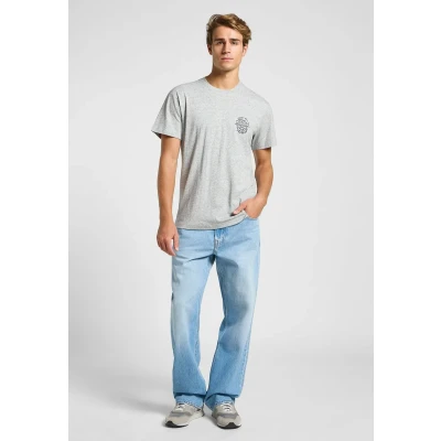 Afbeelding van Lee Short Sleeve Tshirt print, Heren, Maat: Small, Grey mele