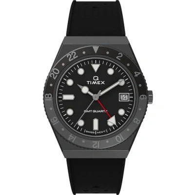 Afbeelding van Timex Q 38 mm herenhorloge zwarte synthetische tweedelige metalen kast met wijzerplaat TW2V38200