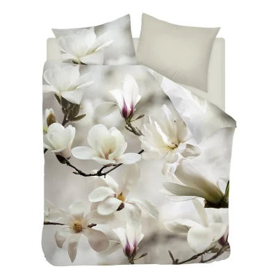 Afbeelding van Snoozing Floral Flanel Dekbedovertrek Lits jumeaux 260x200/220 cm + 2 kussenslopen 60x70 Wit