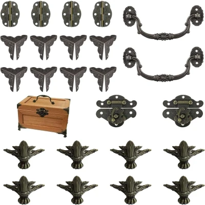 Afbeelding van Allecto Premium Sieradendoos DIY Sieraden Opbergdoos Brons 24 Stuks Houten Koffer Kit