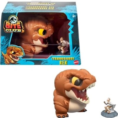 Afbeelding van Jurassic World Bite Club verzamelfiguur, Tyrannosaurus Rex Chubby gestileerde dinosaurus, ca. 10,2 cm, met accessoires