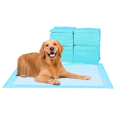 Afbeelding van FluffyDream Superabsorberend waterdicht trainingskussen voor honden en puppy&#039;s, huisbrekend huisdierkussen, 20 stuks groot formaat, 60 x 90 cm, blauw, groot,