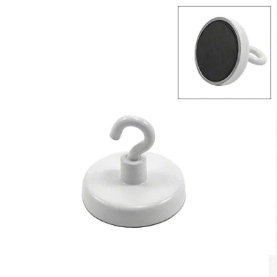 Afbeelding van Magneet Expert 32mm dia Ferriet Wit Geschilderde Klem met M4 Haak 7.3kg Trek