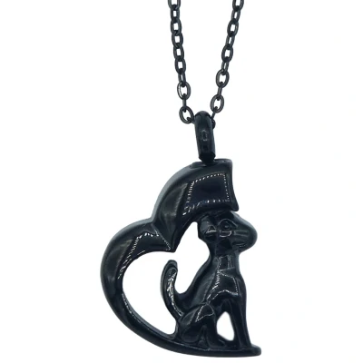 Afbeelding van Ketting met Ashanger Hond in Hart Premium Staal Zwart vacuüm PVD coating Lengte 45 cm