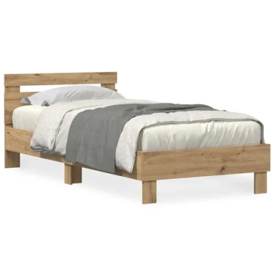 Afbeelding van vidaXL Bedframe met LED verlichting Artisan Eiken 100x200 cm