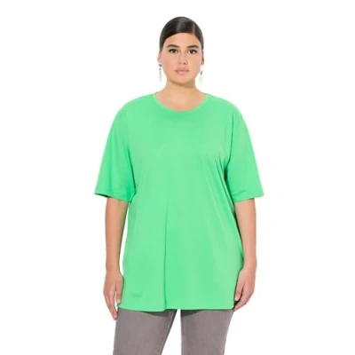 Afbeelding van Ulla Popken Dames, ronde hals, relaxed, T shirt met korte mouwen, mintgroen, 54 56