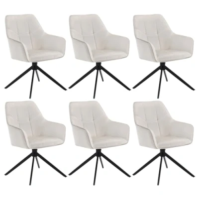 Afbeelding van WOLTU Eetkamerstoelen, draaibaar, set van 6, stoel, eetkamer, eettafel, keukenstoel, draaistoel, beklede stoel met armleuningen, gestoffeerde armleuning, fluweel, metalen poten, beige, EZS09cm 6
