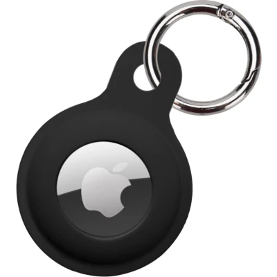 Afbeelding van Hoesje Geschikt voor Apple AirTag Sleutelhanger Houder Siliconen Zwart
