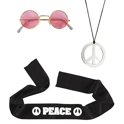 Afbeelding van W WIDMANN MILANO Party Fashion 05856 verkleedset hippie, hoofdband, bril, ketting, Flower Power, themafeest, carnaval
