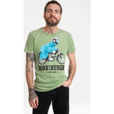 Afbeelding van Logoshirt T Shirt Sesamstrasse Krümelmonster Motorrad