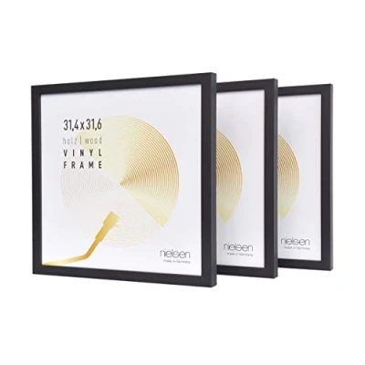 Afbeelding van nielsen SET van 3 houten platenframes, dubbele LP frames Vinyl, 31,4x31,6 cm, Zwart, Langspeelplaat frame