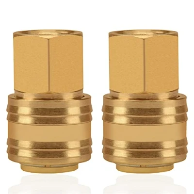 Afbeelding van 2 delige persluchtkoppeling interne connector 3/8 &quot;binnendraad messing koppelingsconnector koppelingsmof slangconnector klepmof schroefdraad