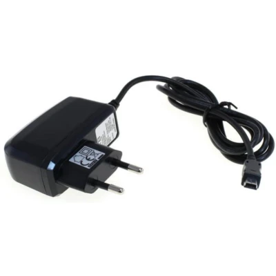 Afbeelding van USB Mini B thuislader met vaste kabel 2A / zwart 1,1 meter