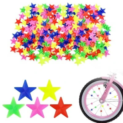 Afbeelding van WOLMIK 144 stuks kleurrijke fietsspakkralen, decoraties, kinderfiets, reflecterende spaakklikkers, wielspaakkralen voor kinderfiets