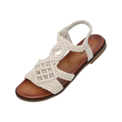 Afbeelding van Palado Sandalen, Dames, Maat: 37, Cremeweiß Textiel/ synthetisch