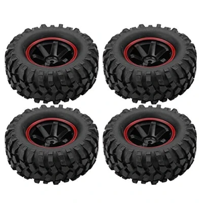 Afbeelding van RC Auto Reifen, 4 St¨¹ck Reifen 6 L?cher Gummi mit Naben f¨¹r 1/10 Skala Crawler Off Road Truck