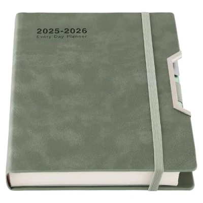 Afbeelding van Academisch dagboek 2025 2026, 2026 dag per pagina, hardcover georganiseerd van juli tot juni Agenda A5 dagelijkse maandelijkse planner met tabbladen, binnenvak,